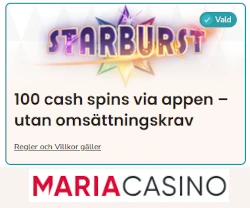 Få ett matchat gratisspel upp till 500 kr Få 100 freespins på Starburst - utan omsättningskrav